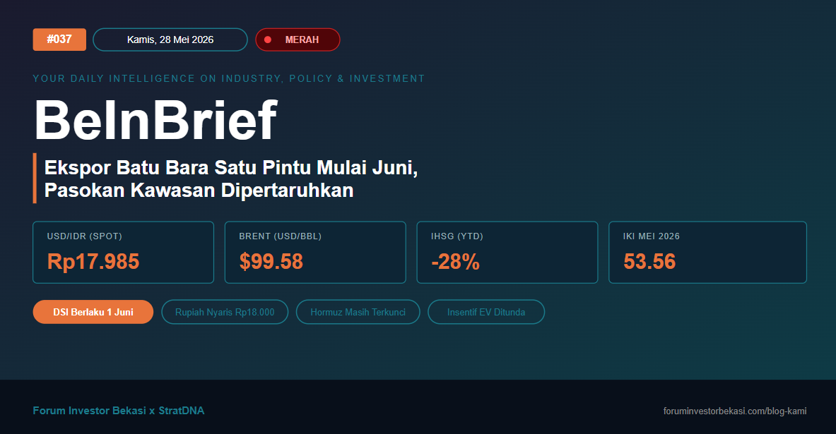BeInBrief #037 "Ekspor Batu Bara Satu Pintu Mulai Juni, Pasokan Kawasan Dipertaruhkan