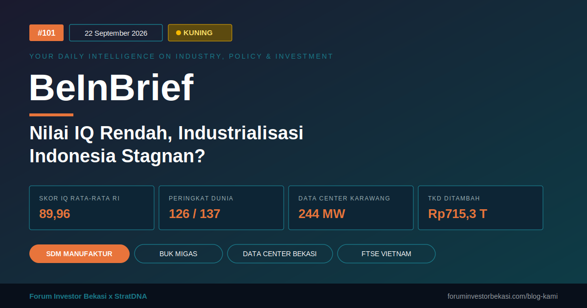 BeInBrief #101 "Nilai IQ Rendah, Industrialisasi Indonesia Stagnan?"