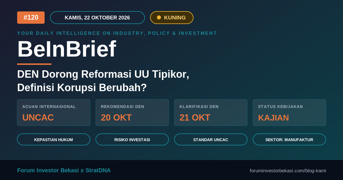 BeInBrief #120 "DEN Dorong Reformasi UU TIpikor, Definisi Korupsi Berubah?"